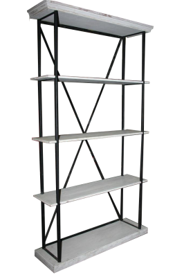 Etagere in ferro con mensole legno decapato. Banfi prototipo